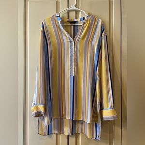 Zac & Rachel Yellow Striped Long Sleeve Shirt Size Medium Great Condition